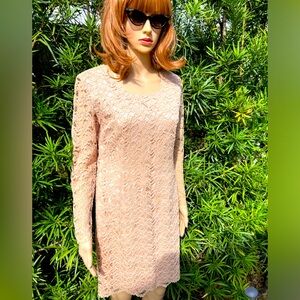 VINTAGE 1950’s DUSTY PINK EMBROIDERED LACE DRESS